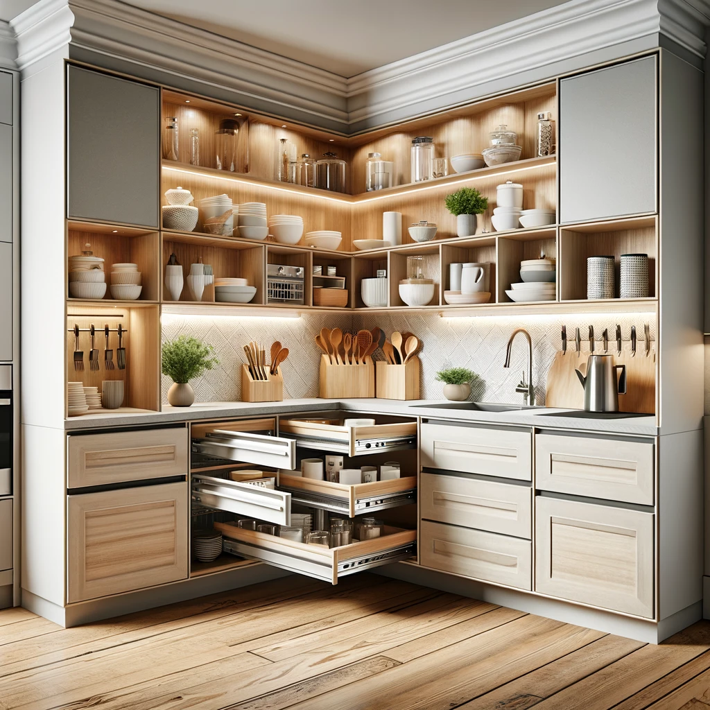 Utilize The Corner of Your Kitchen With Cabinet